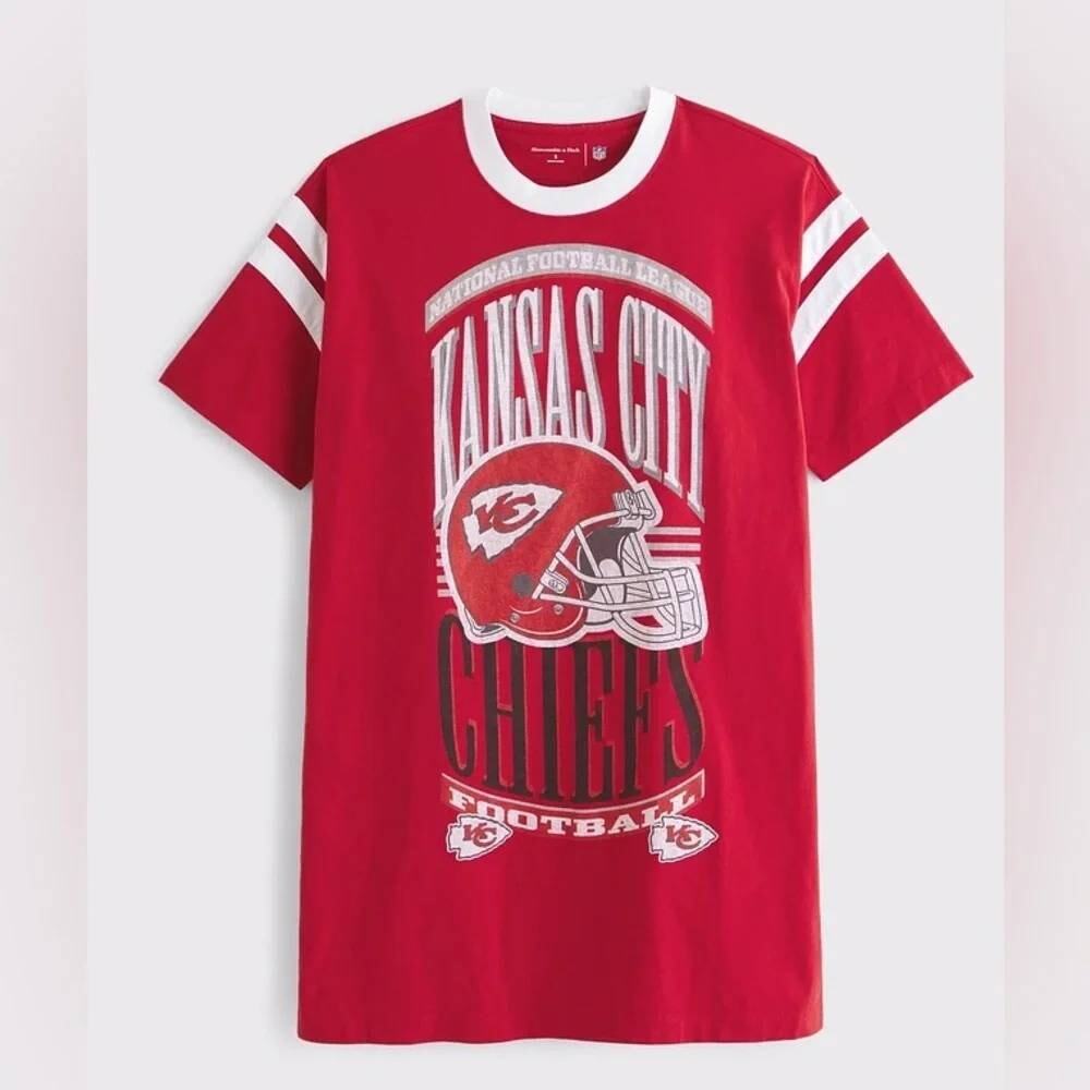 NWT Abercrombie & Fitch Graphic Tee Mini Dress Kansas City Chiefs Size XS